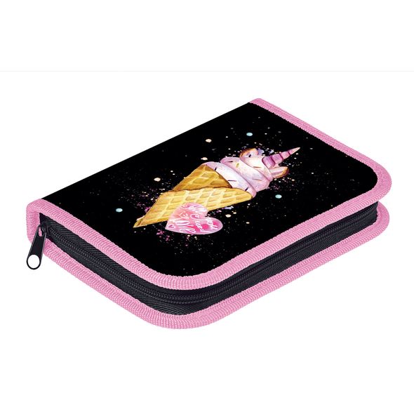 Пенал Hatber 190х130мм 1 отделение на молнии с откидной планкой Soft-touch -Sweet unicorn-  в индив.упак. , 